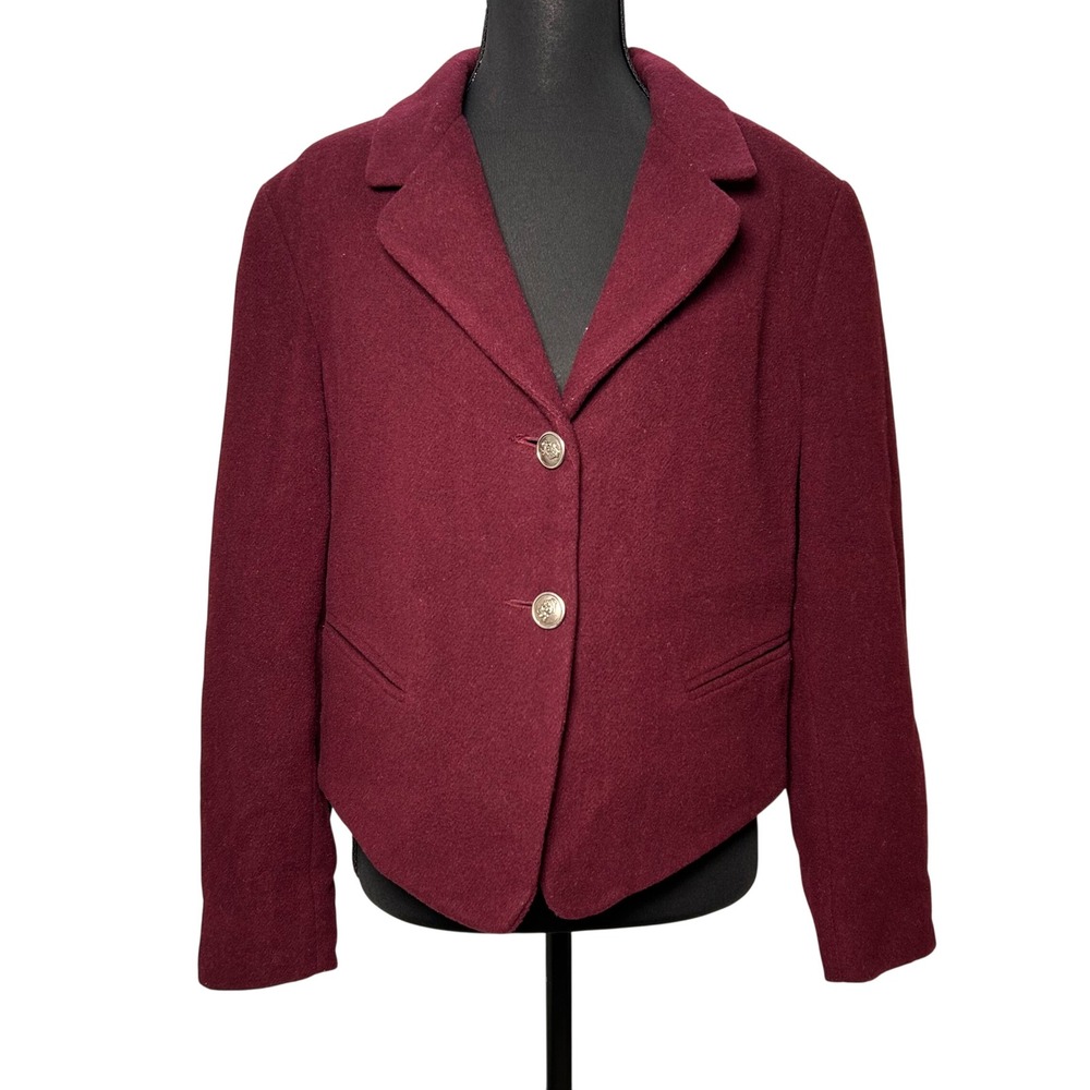 Vintage CRISTINA Wool Cashmere Cropped Blazer Jacket Luxury Dark Academia WomenL